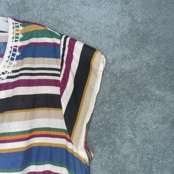 Bleu Rod Beattie Cover Up Womens Medium White Swim Cap Sleeve Tiered Fringe Hem‎ - Picture 4 of 8